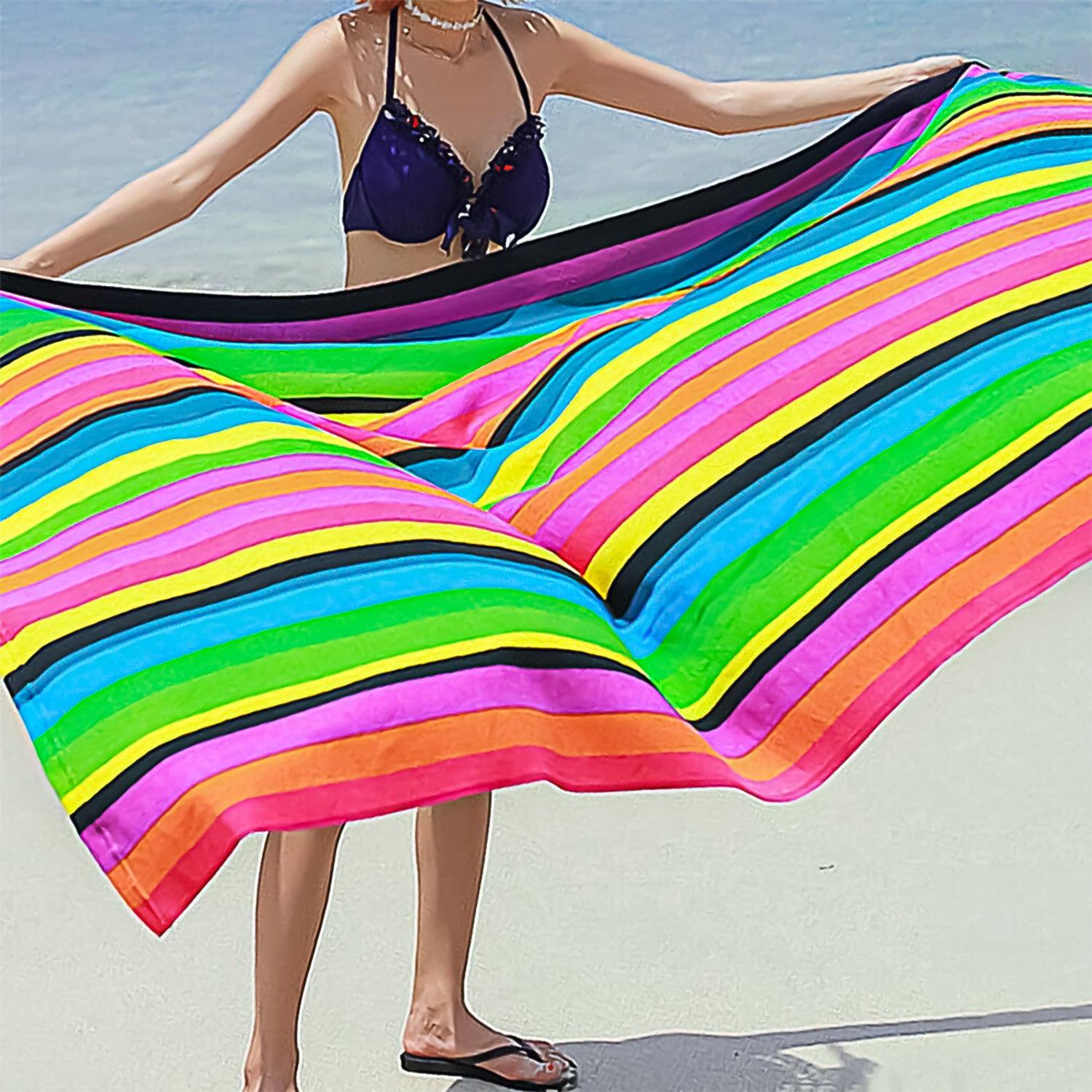 Microfibre Beach Towel - Lightweight Beach Towel Quick Dry Travel Towel Outdoor Recreation - Tophatter Daily Deals