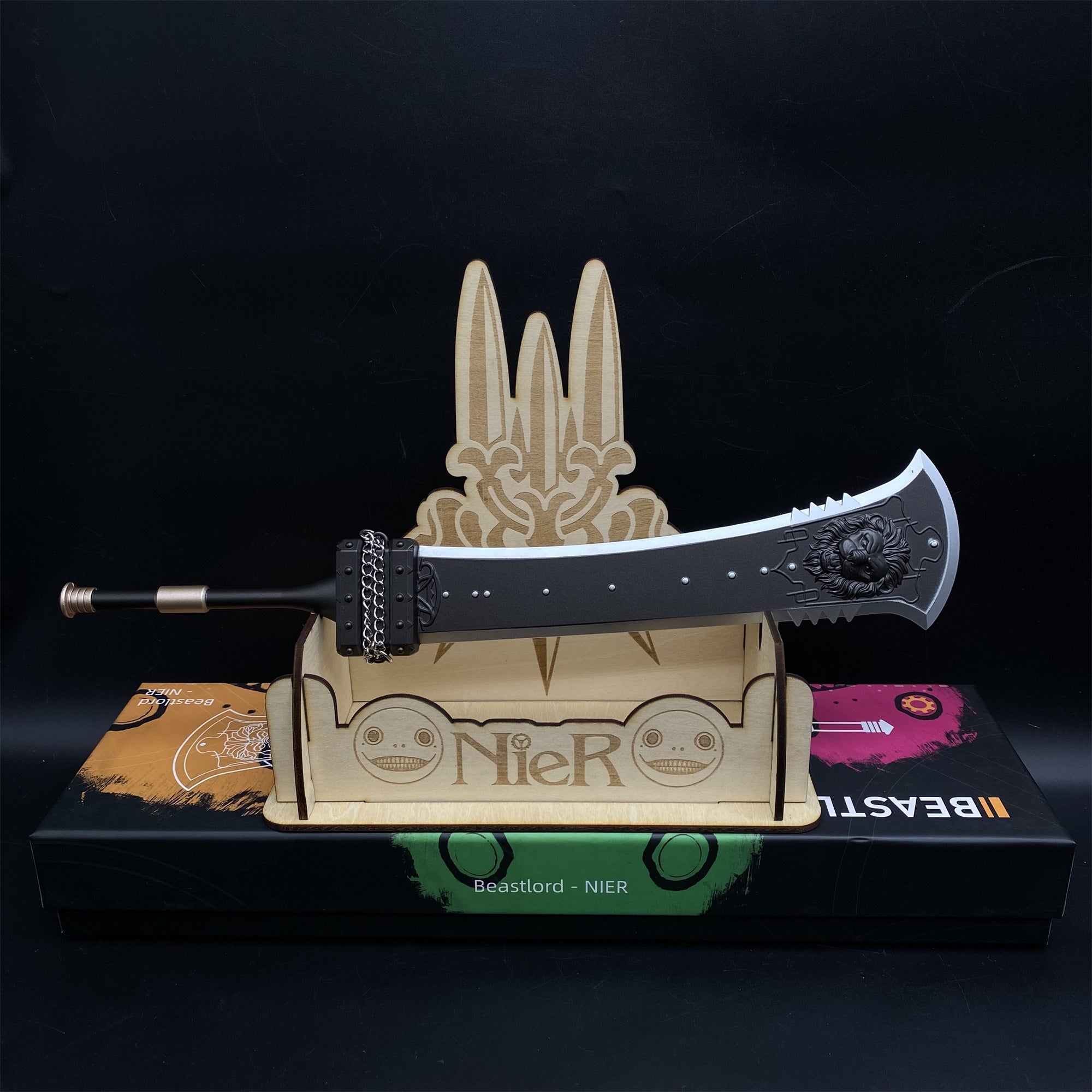 Metal Beastlord Sword Replica With Gift Box Sword & Wood Stand B - Tophatter Daily Deals