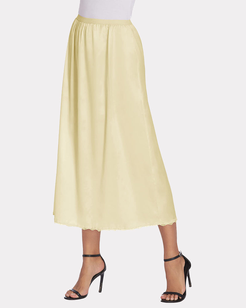 Satin Half Slip Lace Long Underskirt (DE Only) Lingeries-mini skirts - Tophatter Daily Deals