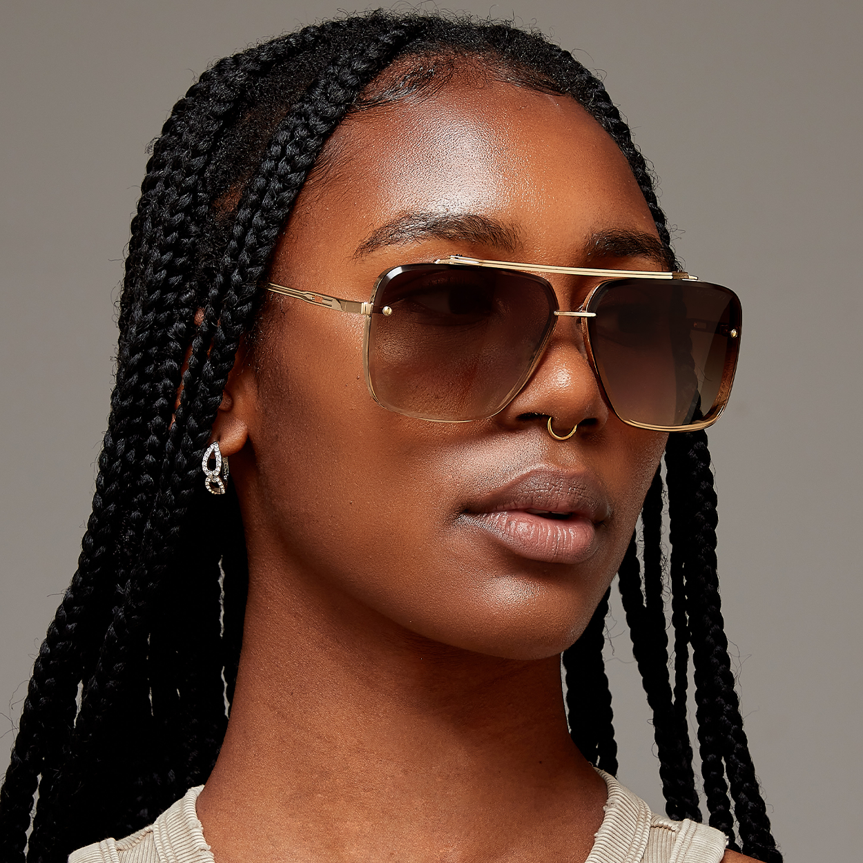 TopFoxx Bella Coffee - Tangle Free Women's Aviator Sunglasses Sunglasses - Tophatter Daily Deals