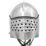 Bellows Face Sallet Battle Helmet with Visor & Leather Liner Helmet - Tophatter Daily Deals