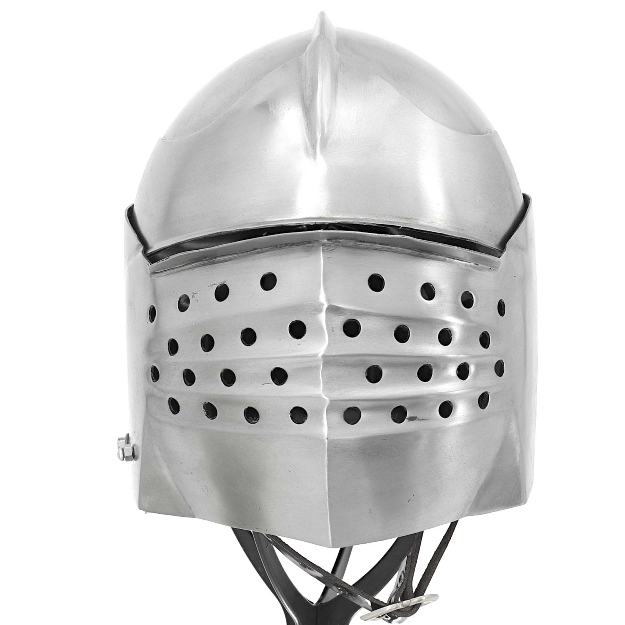 Bellows Face Sallet Battle Helmet with Visor & Leather Liner Helmet - Tophatter Daily Deals