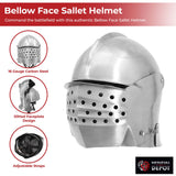 Bellows Face Sallet Battle Helmet with Visor & Leather Liner Helmet - Tophatter Daily Deals