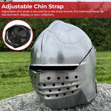 Bellows Face Sallet Battle Helmet with Visor & Leather Liner Helmet - Tophatter Daily Deals