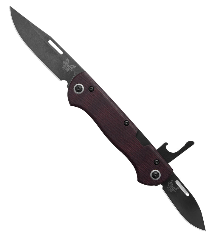 Benchmade Weekender Slip Joint - Burgundy Micarta Scales - Blackwash Clip Point, Drop Point S90v Blade - 317BK-2 Folding Knives - Tophatter Daily Deals