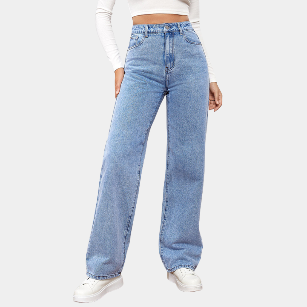 Breathable women’s baggy jeans – high-waisted, stretchy denim, for daily wear Light blue women's jeans - Tophatter Daily Deals