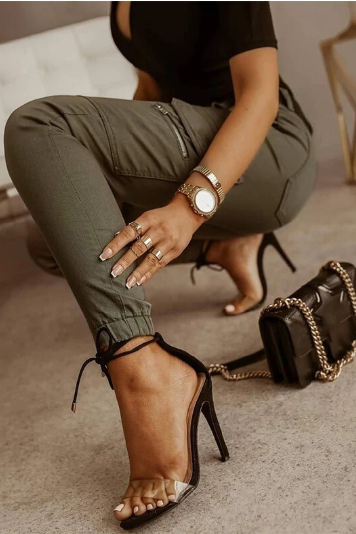 Comfortable women’s cargo pants – body-hugging fit, cotton blend, for urban everyday wear Women's trousers - Tophatter Daily Deals