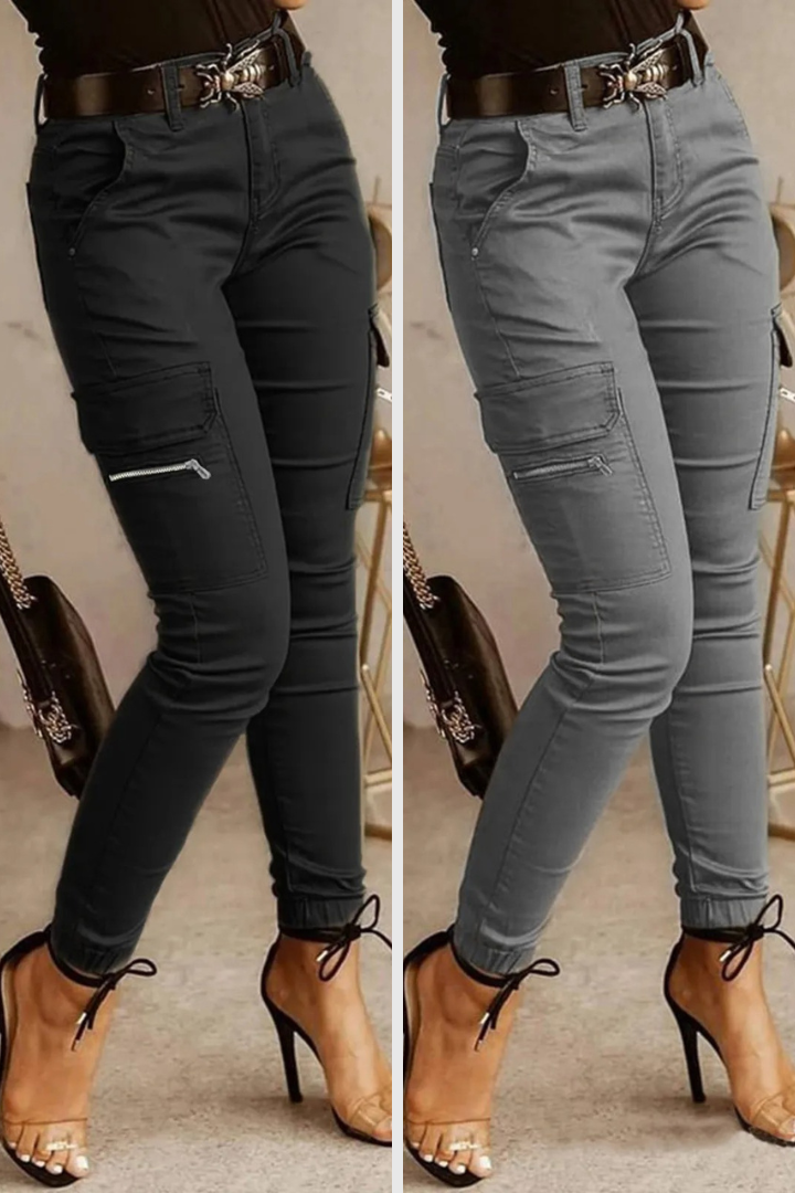 Comfortable women’s cargo pants – body-hugging fit, cotton blend, for urban everyday wear Women's trousers - Tophatter Daily Deals