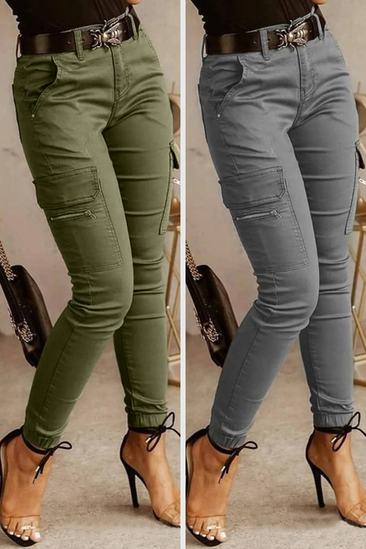 Comfortable women’s cargo pants – body-hugging fit, cotton blend, for urban everyday wear Women's trousers - Tophatter Daily Deals