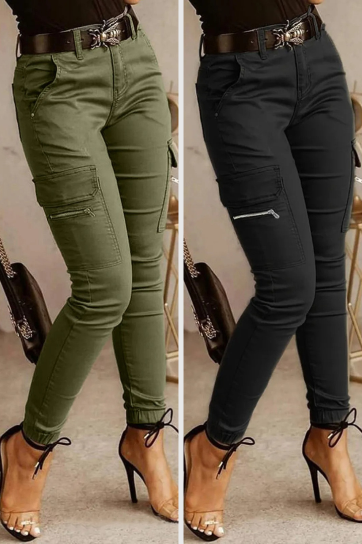 Comfortable women’s cargo pants – body-hugging fit, cotton blend, for urban everyday wear Women's trousers - Tophatter Daily Deals