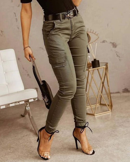Breathable women's cargo jeans – relaxed fit, durable cotton blend, for everyday wear Green Women's cargo pants - Tophatter Daily Deals