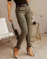 Breathable women's cargo jeans – relaxed fit, durable cotton blend, for everyday wear Green Women's cargo pants - Tophatter Daily Deals