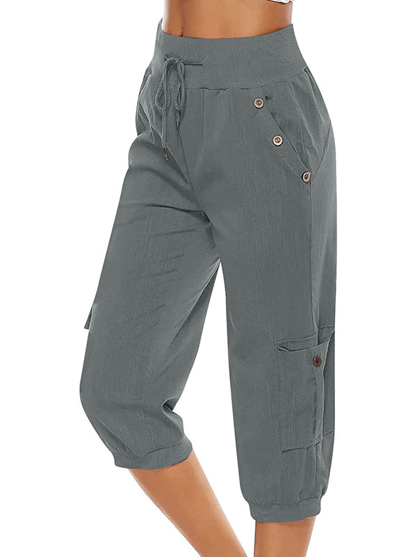 Breathable women's casual pants – elastic waistband, 100% cotton, for everyday and sports Gray Casual pants - Tophatter Daily Deals
