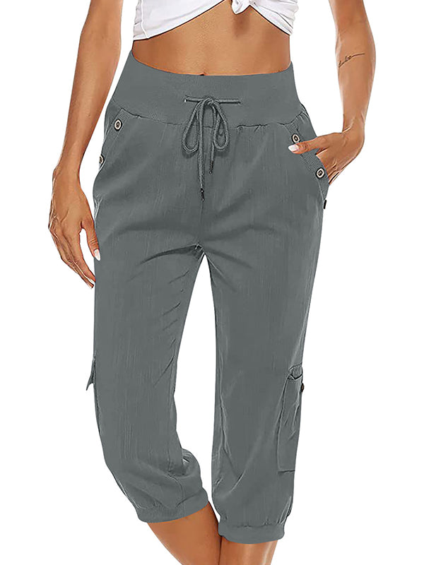 Breathable women's casual pants – elastic waistband, 100% cotton, for everyday and sports Casual pants - Tophatter Daily Deals