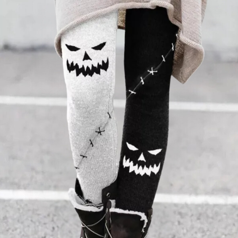 Breathable women's leggings – high-waisted patterned design, stretchy, for casual wear black-and-white women's leggings - Tophatter Daily Deals