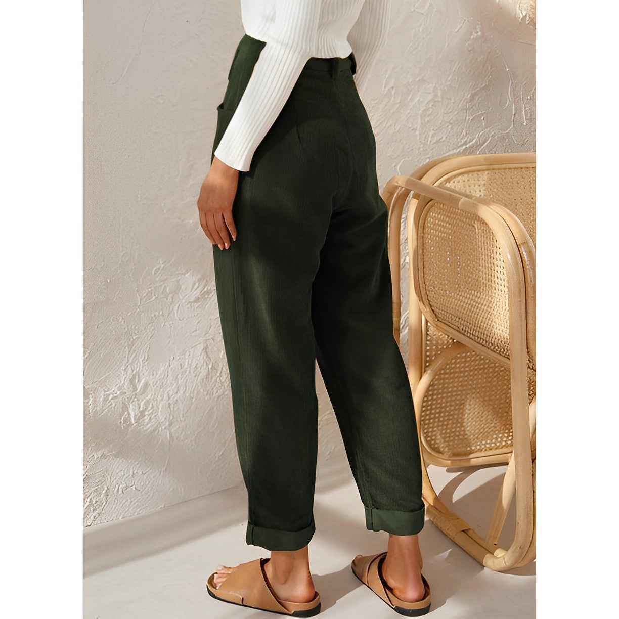 Breathable women's corduroy pants – straight cut, lightweight material, for everyday wear Women's trousers - Tophatter Daily Deals