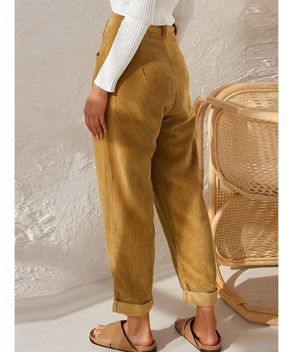 Breathable women's corduroy pants – straight cut, lightweight material, for everyday wear Women's trousers - Tophatter Daily Deals