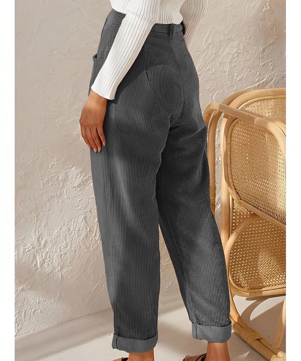 Breathable women's corduroy pants – straight cut, lightweight material, for everyday wear Women's trousers - Tophatter Daily Deals