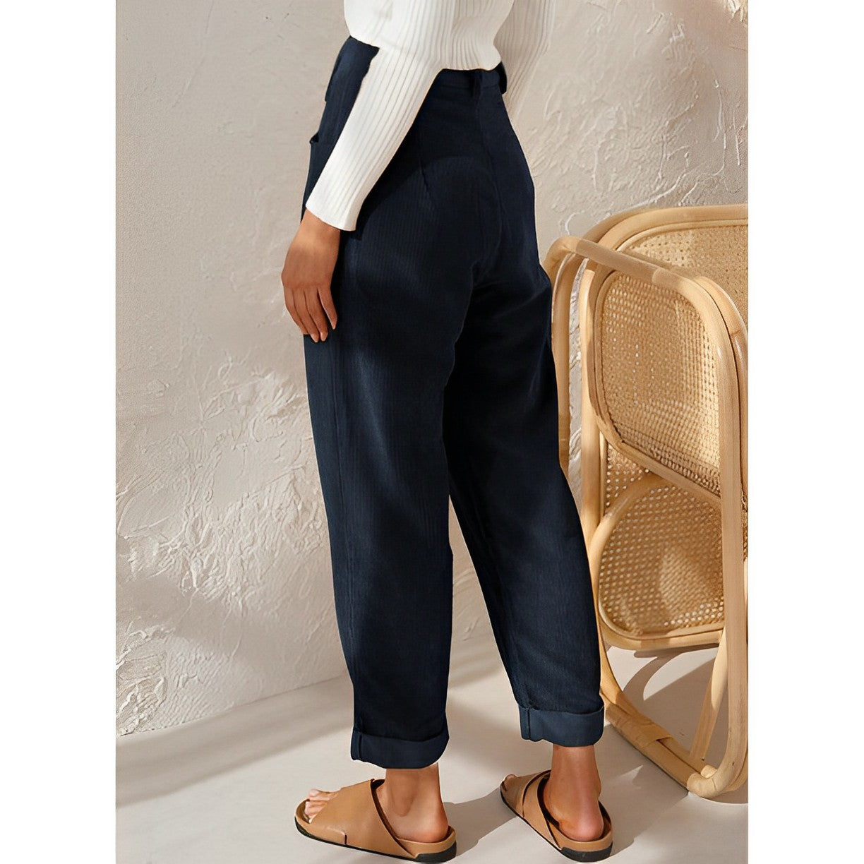 Breathable women's corduroy pants – straight cut, lightweight material, for everyday wear Women's trousers - Tophatter Daily Deals