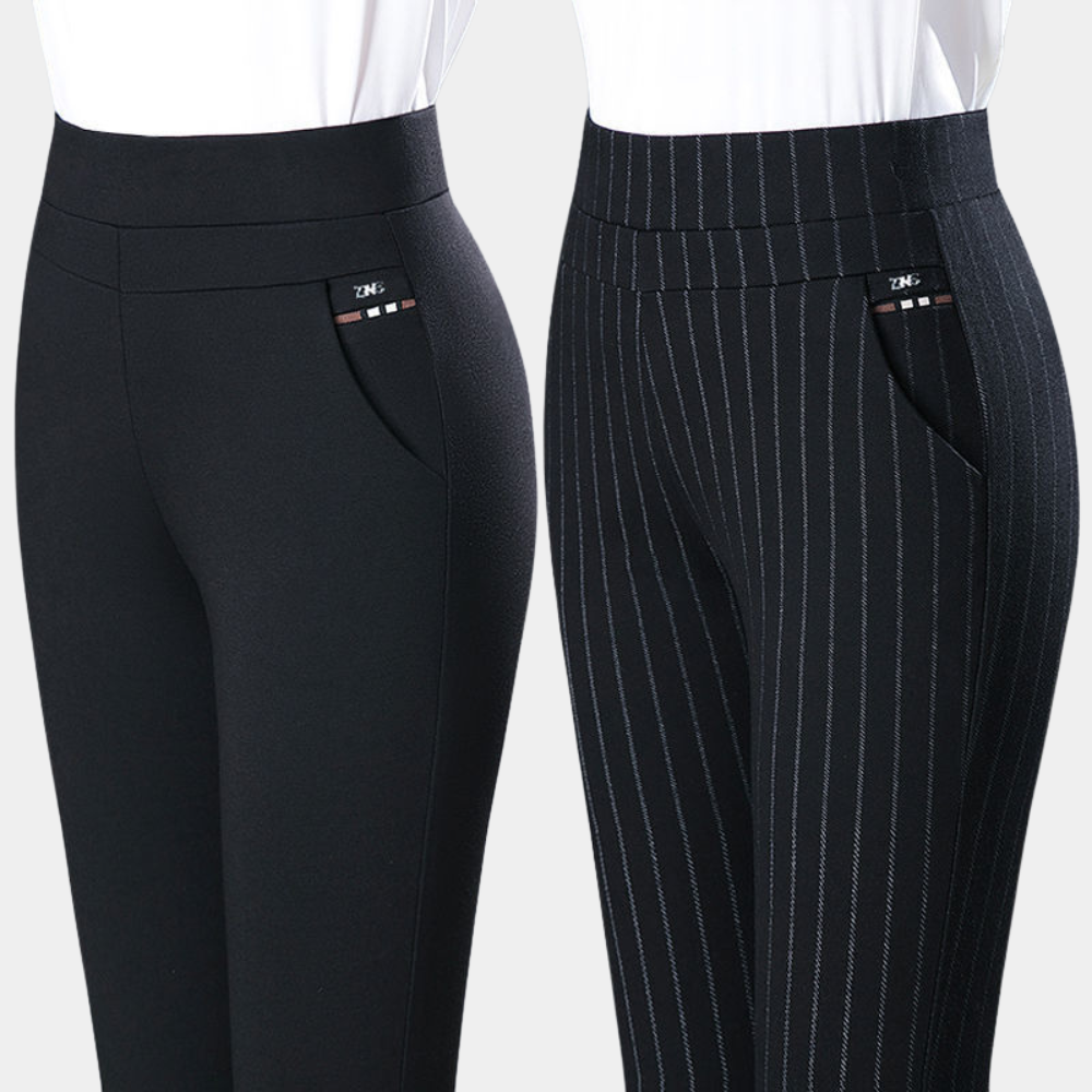 Comfortable women’s stretch trousers – high waist, flexible material, for casual and office wear Women's trousers - Tophatter Daily Deals