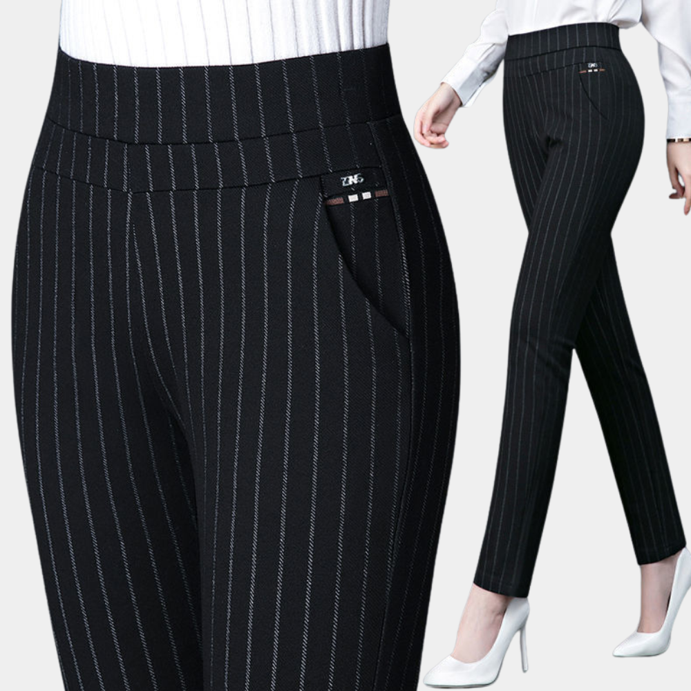 Comfortable women’s stretch trousers – high waist, flexible material, for casual and office wear Women's trousers - Tophatter Daily Deals