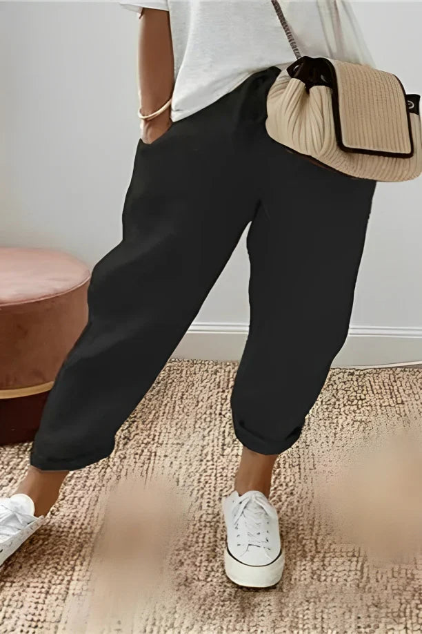 Breathable women's casual pants – relaxed fit, 100% cotton, for everyday wear Black Women's trousers - Tophatter Daily Deals