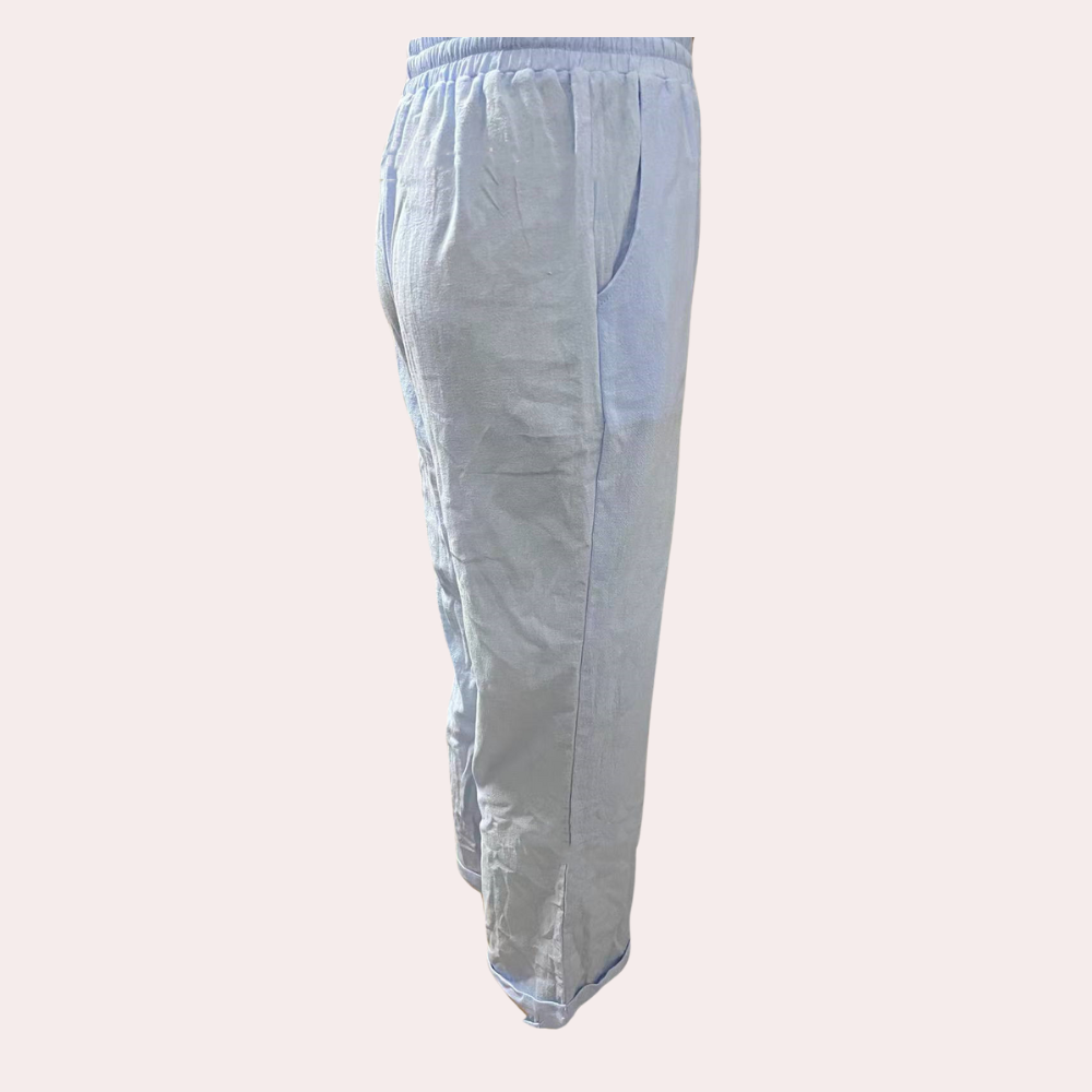 Breathable women's lounge pants – relaxed fit, cotton-linen blend, for summer Pants - Tophatter Daily Deals