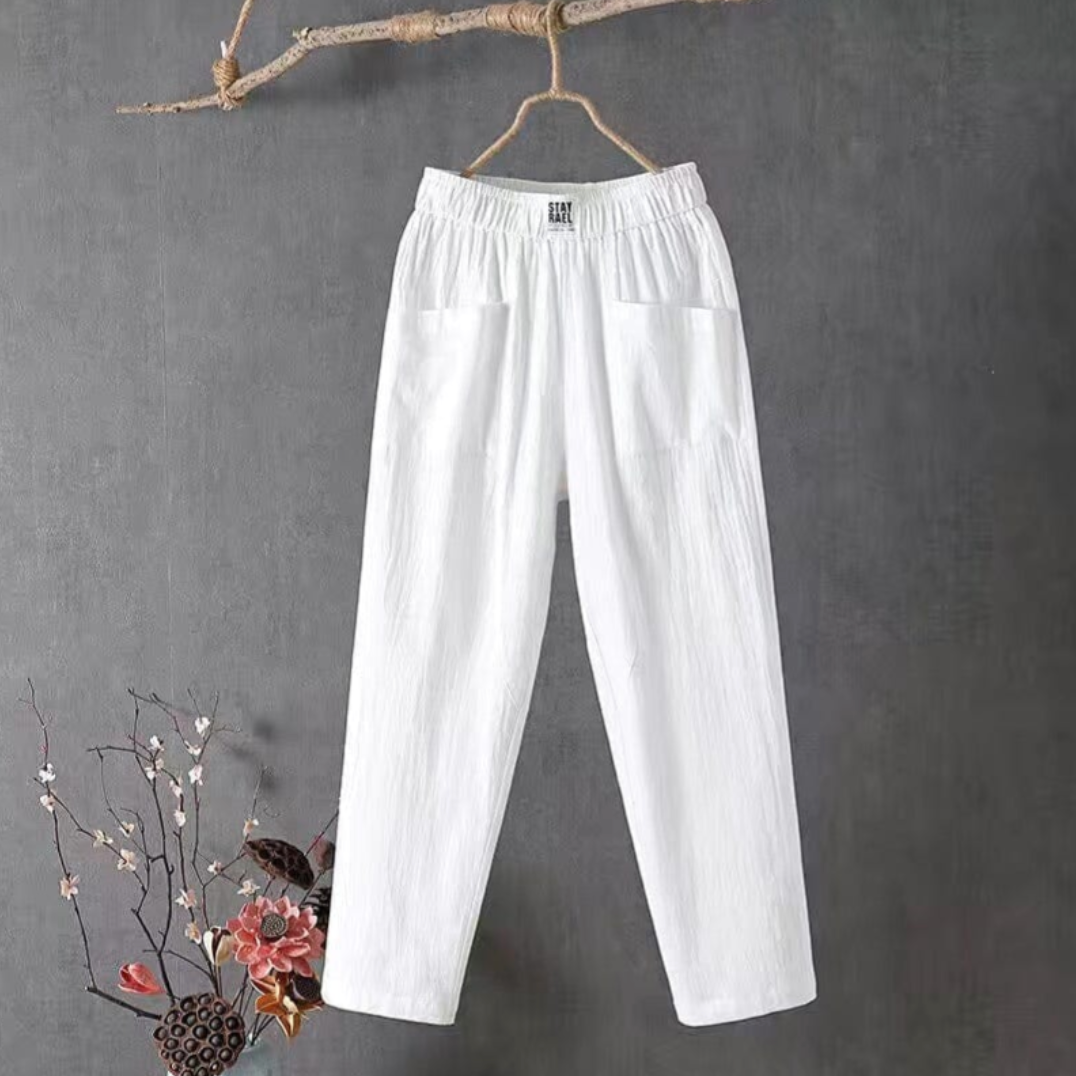 Breathable women's casual pants – relaxed fit, cotton, for everyday wear White Pants - Tophatter Daily Deals