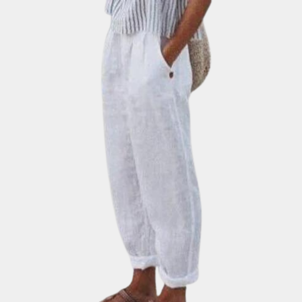 Breathable women’s lounge pants – relaxed fit, lightweight material, for summer outings White Women's trousers - Tophatter Daily Deals