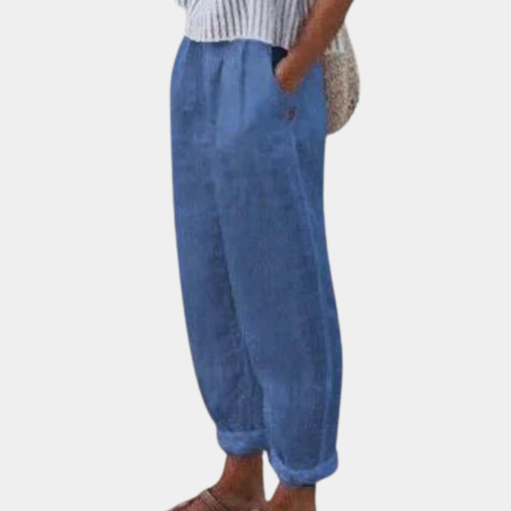 Breathable women’s lounge pants – relaxed fit, lightweight material, for summer outings Blue Women's trousers - Tophatter Daily Deals