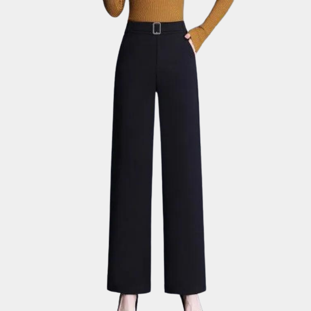 Breathable women's wide-leg pants – soft polyester, for summer comfort Black Women's trousers - Tophatter Daily Deals