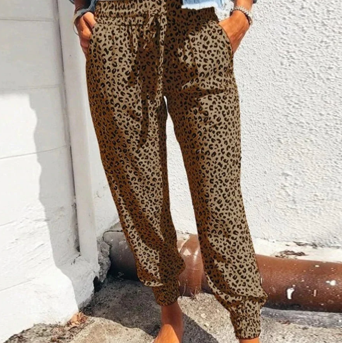 Comfortable women's wide-leg pants – leopard print design, high-quality fabric, for casual and evening events Brown Pants - Tophatter Daily Deals