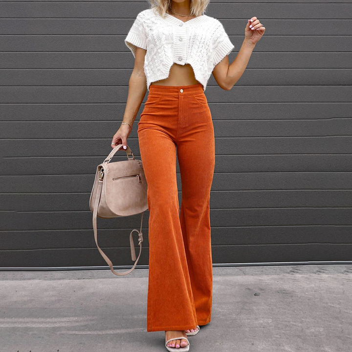 Comfortable women’s flared pants – flattering fit, high-quality fabric, for casual and formal occasions Orange Women's trousers - Tophatter Daily Deals