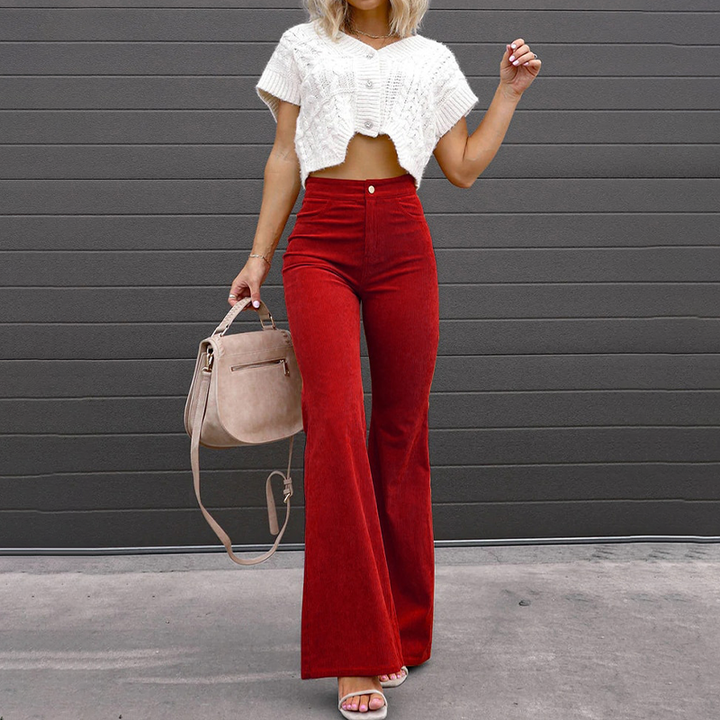 Comfortable women’s flared pants – flattering fit, high-quality fabric, for casual and formal occasions Red Women's trousers - Tophatter Daily Deals