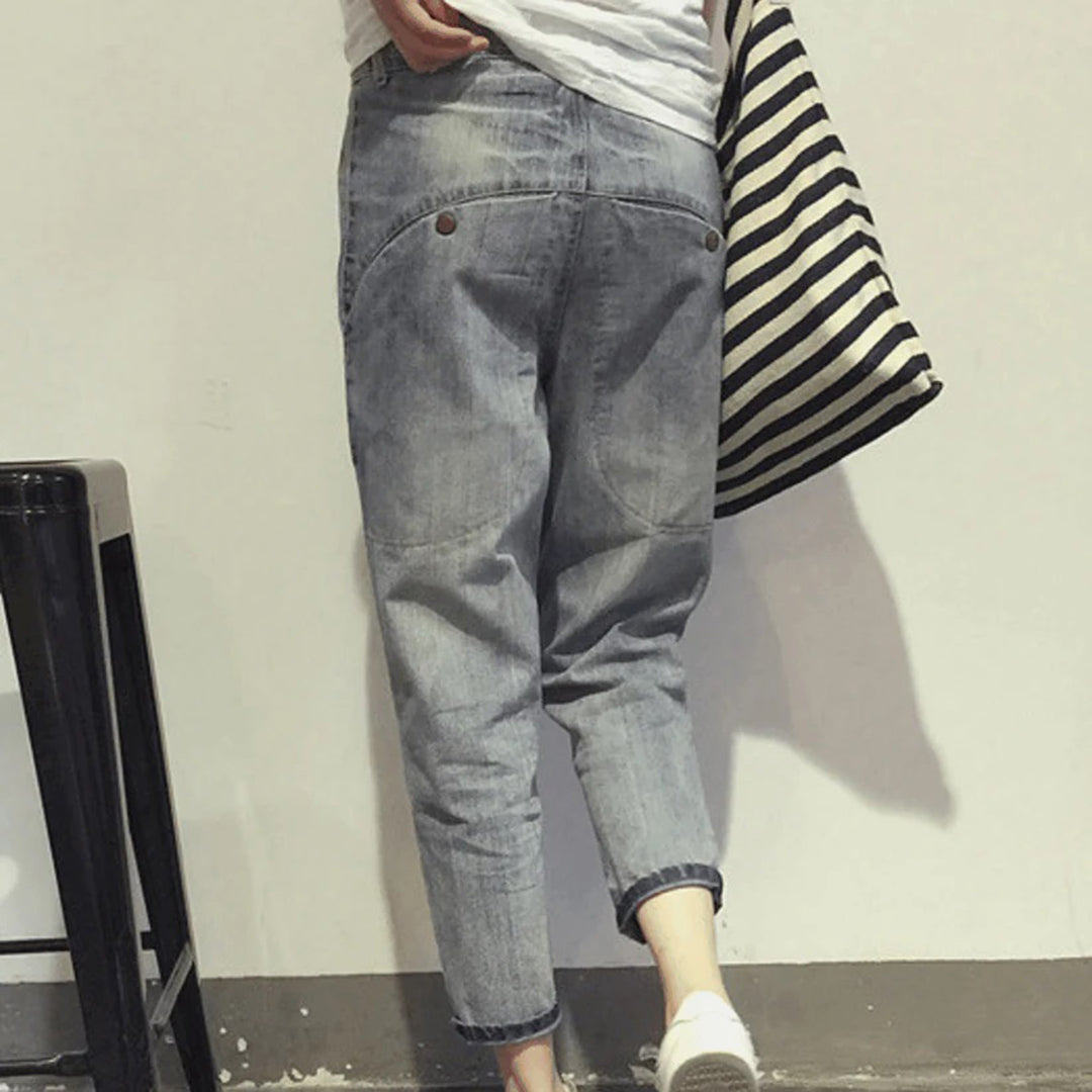 Breathable women's casual jeans – relaxed fit, polyester, for everyday wear jeans - Tophatter Daily Deals
