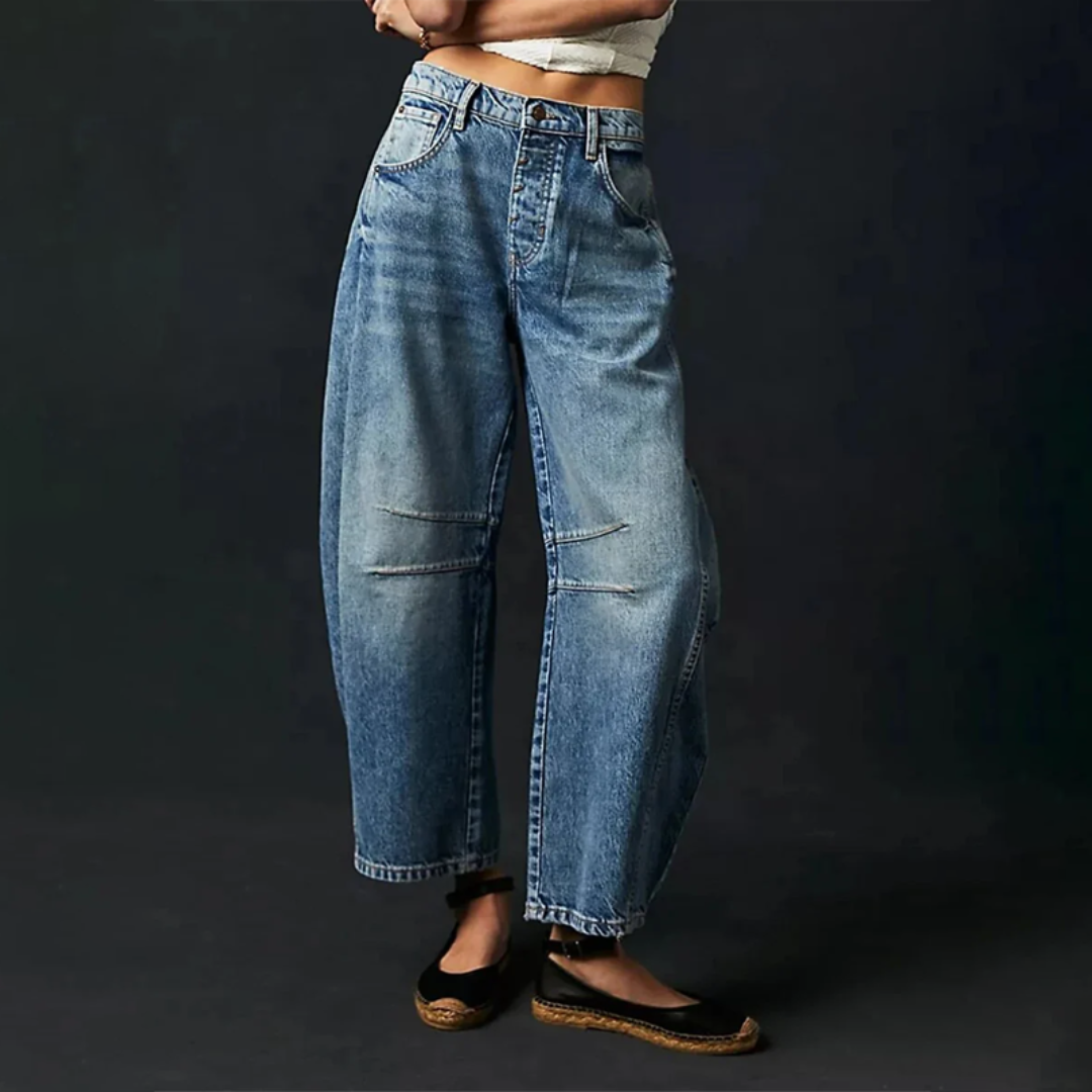 Comfortable & Relaxed women’s wide-leg jeans – loose fit, denim, for everyday wear dark blue women's jeans - Tophatter Daily Deals