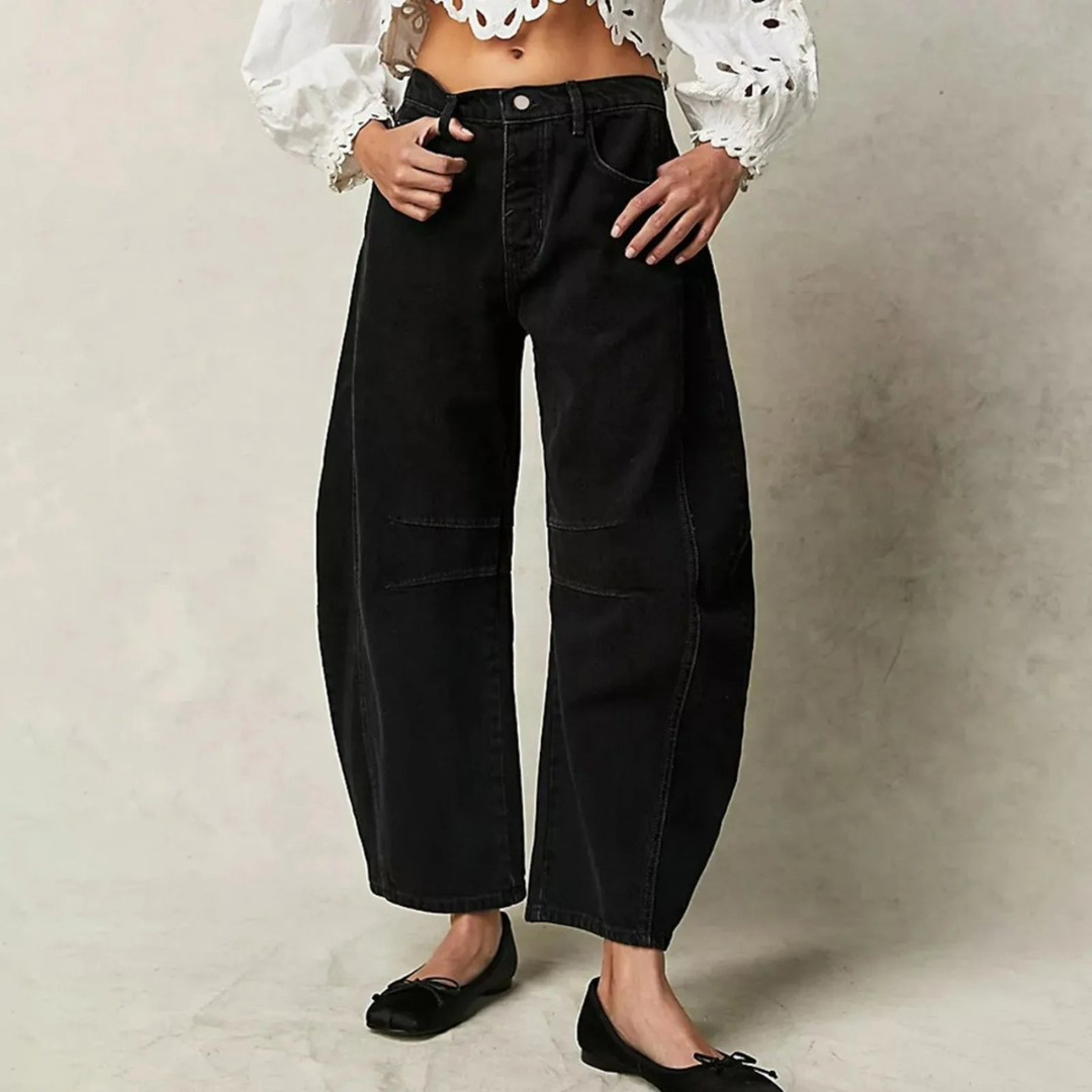 Comfortable & Relaxed women’s wide-leg jeans – loose fit, denim, for everyday wear Black women's jeans - Tophatter Daily Deals