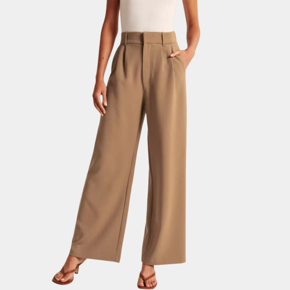 Lightweight & relaxed women's trousers – loose fit, high-quality fabric, for summer Khaki Women's trousers - Tophatter Daily Deals