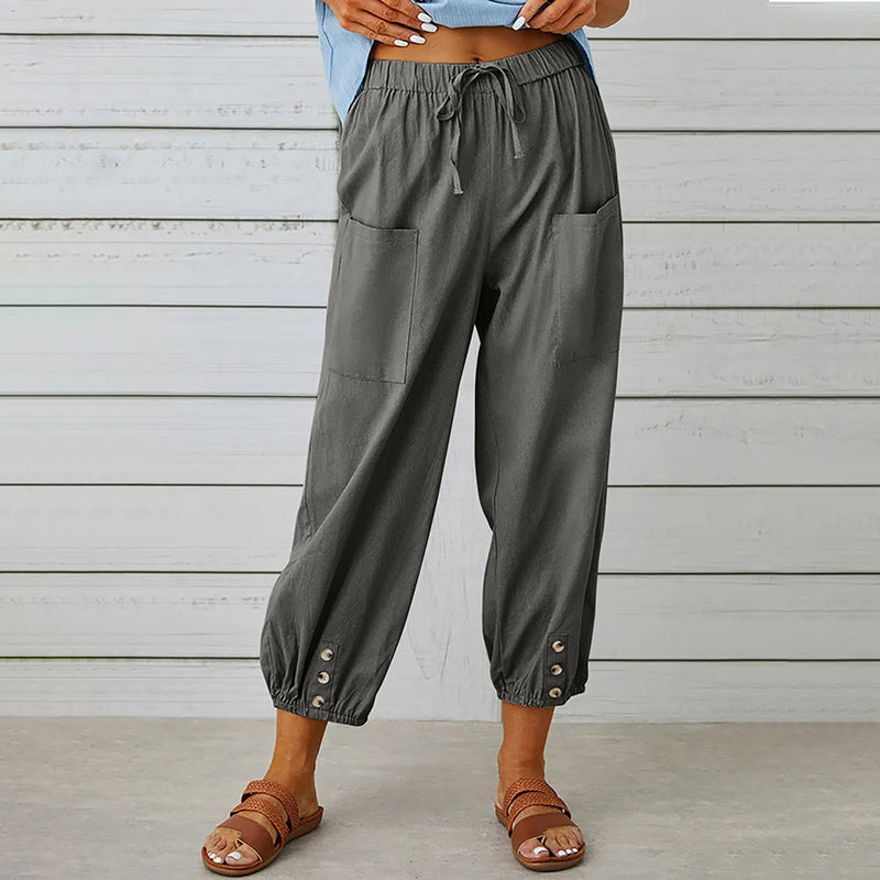 Breathable women's casual pants – elastic waistband, soft fabric, for everyday wear and sports Gray Women's sportswear - Tophatter Daily Deals