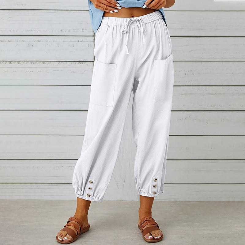 Breathable women's casual pants – elastic waistband, soft fabric, for everyday wear and sports White Women's sportswear - Tophatter Daily Deals