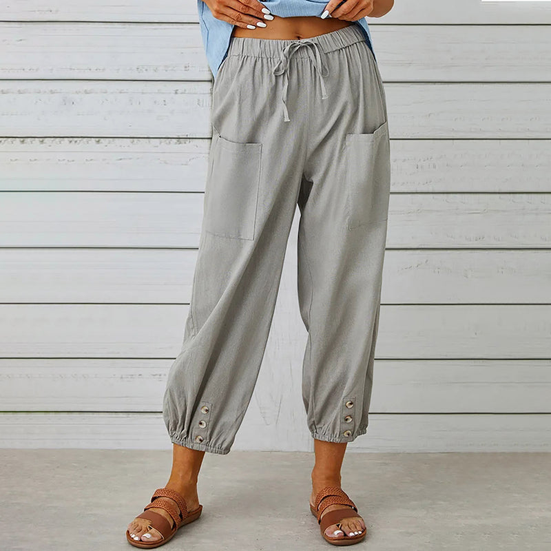Breathable women's casual pants – elastic waistband, soft fabric, for everyday wear and sports Light gray Women's sportswear - Tophatter Daily Deals