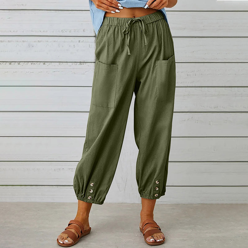 Breathable women's casual pants – elastic waistband, soft fabric, for everyday wear and sports dark green Women's sportswear - Tophatter Daily Deals
