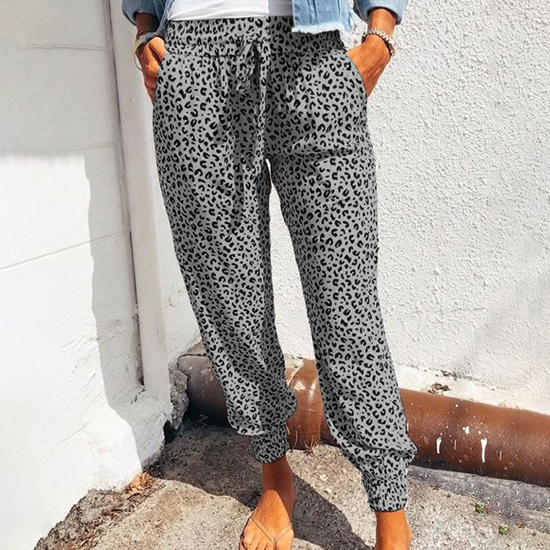 Breathable women’s jogger pants – unique leopard pattern, polyester, for casual activities Gray Women's sportswear - Tophatter Daily Deals