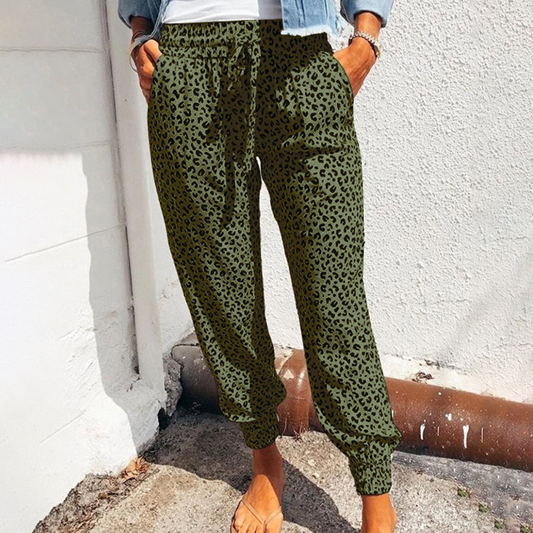 Breathable women’s jogger pants – unique leopard pattern, polyester, for casual activities Green Women's sportswear - Tophatter Daily Deals