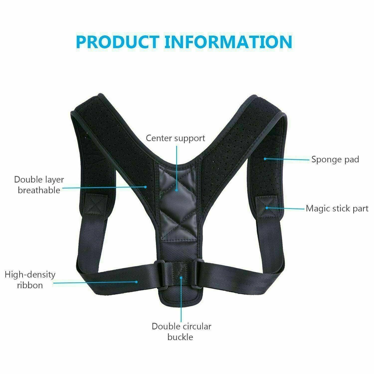 Posture Corrector Back Brace - Adjustable Breathable Clavicle Support Straight Shoulder Straps Personal Care - Tophatter Daily Deals