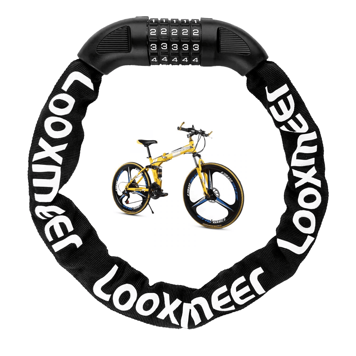 Best Bike Lock UK - Heavy Duty High Security 90cm 5-Digit Combination Chain Lock Cycling - Tophatter Daily Deals
