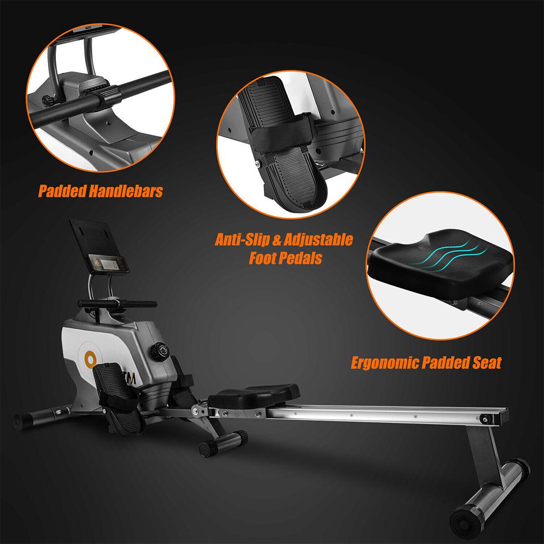 Rowing Machine for Home - BTM 8 Level Magnetic Resistance Fitness Elastic Cord Rowing Machine Exercise & Fitness - Tophatter Daily Deals