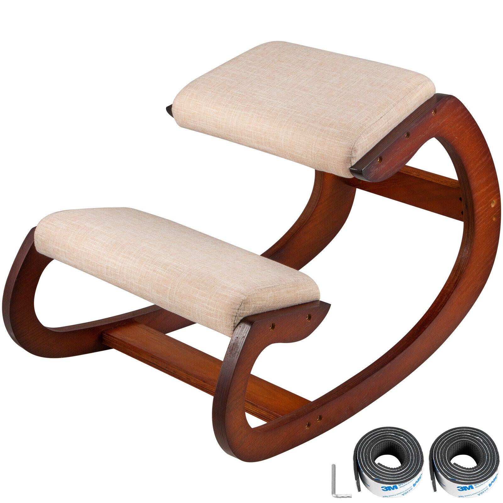 Best Kneeling Chair - Ergonomic Kneeling Chair Velvet Office Chairs Home Rocking Posture Stool Wood Exercise & Fitness - Tophatter Daily Deals