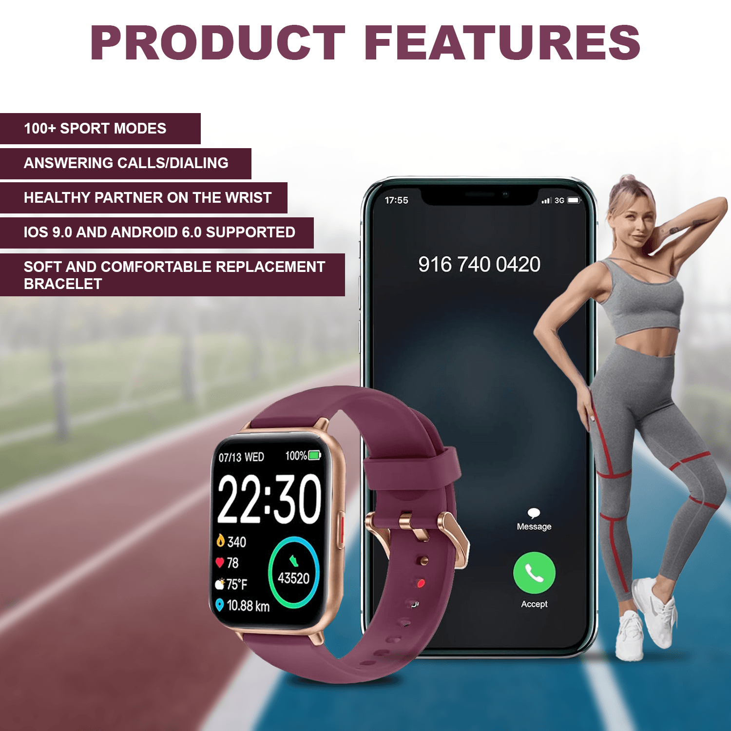 Fitness Tracker Watch – Smart Activity Watch With Heart Rate & BP Monitor For Men & Women Sport Watches Electronic - Tophatter Daily Deals
