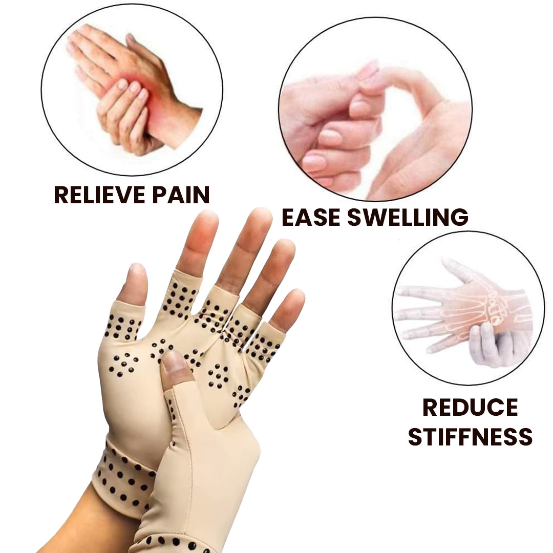 Magnetic Arthritis Gloves – Compression Gloves for Hand & Wrist Support for Pain Relief (Pair) Gloves - Tophatter Daily Deals